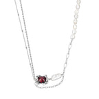 Collier de perles baroques rubis CZ N1040