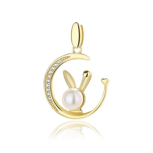 Pendentif lapin en perles d'eau douce uniquement PN1024
