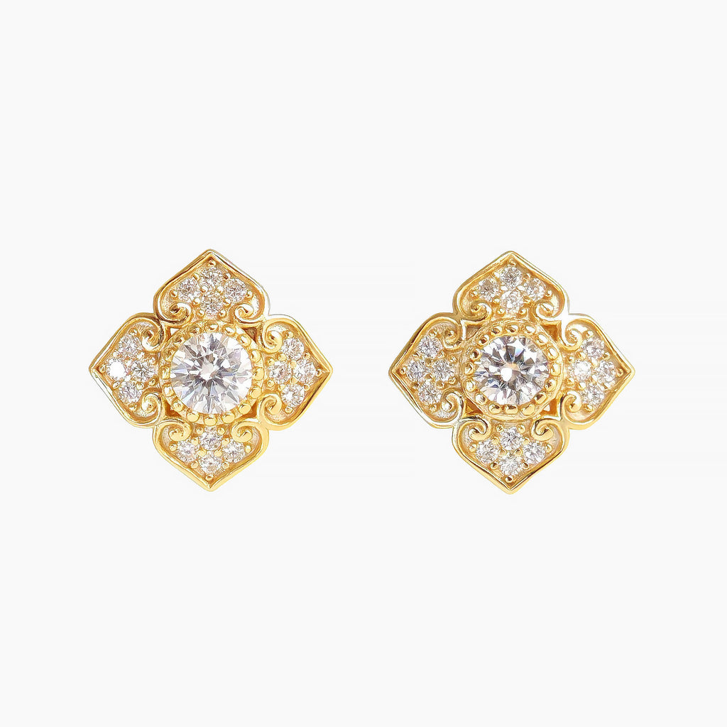 Vintage Quatrefoil Moissanite Studs