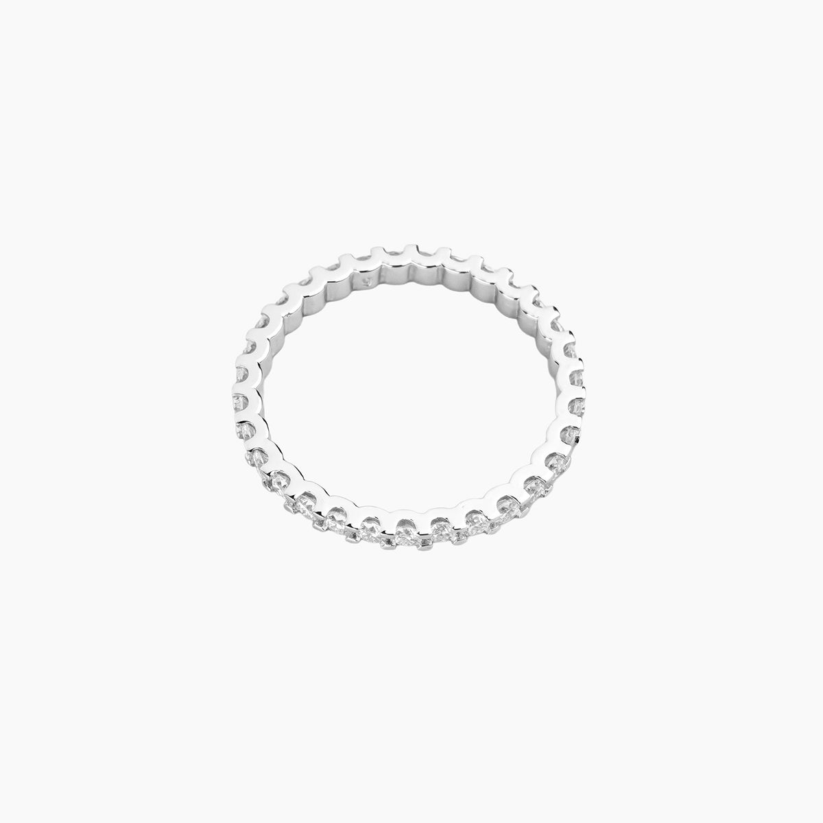 Round Stone Scalloped Eternity Ring