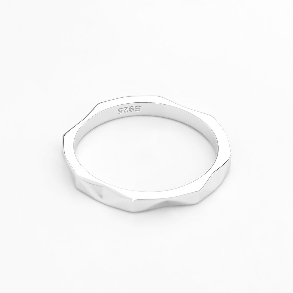 Silver Terrain Facet Ring