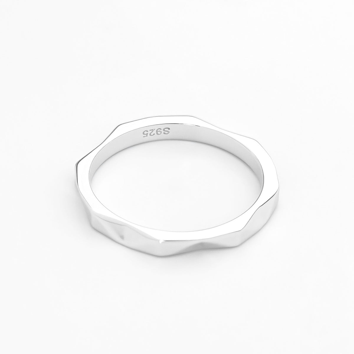 Silver Terrain Facet Ring