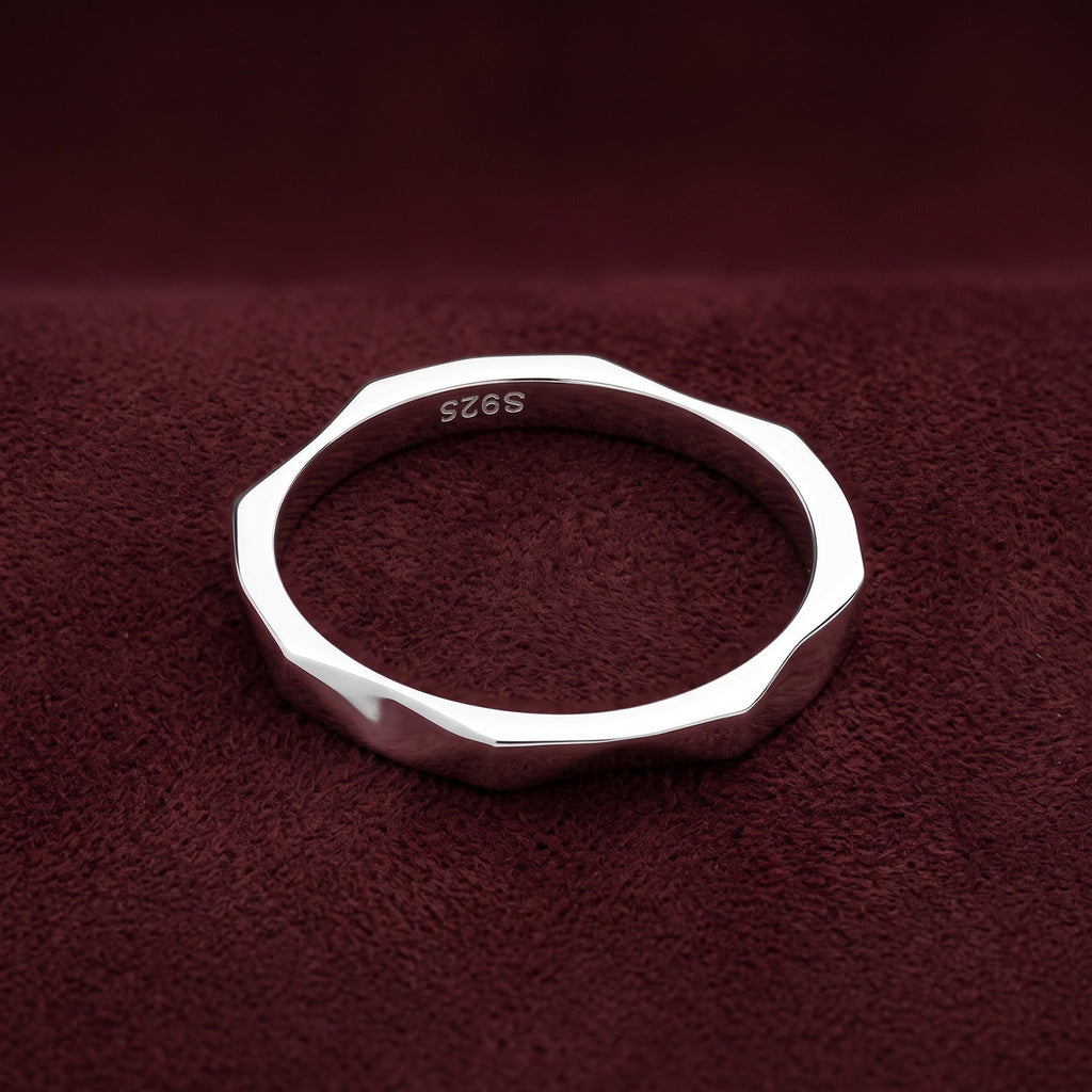 Silver Terrain Facet Ring