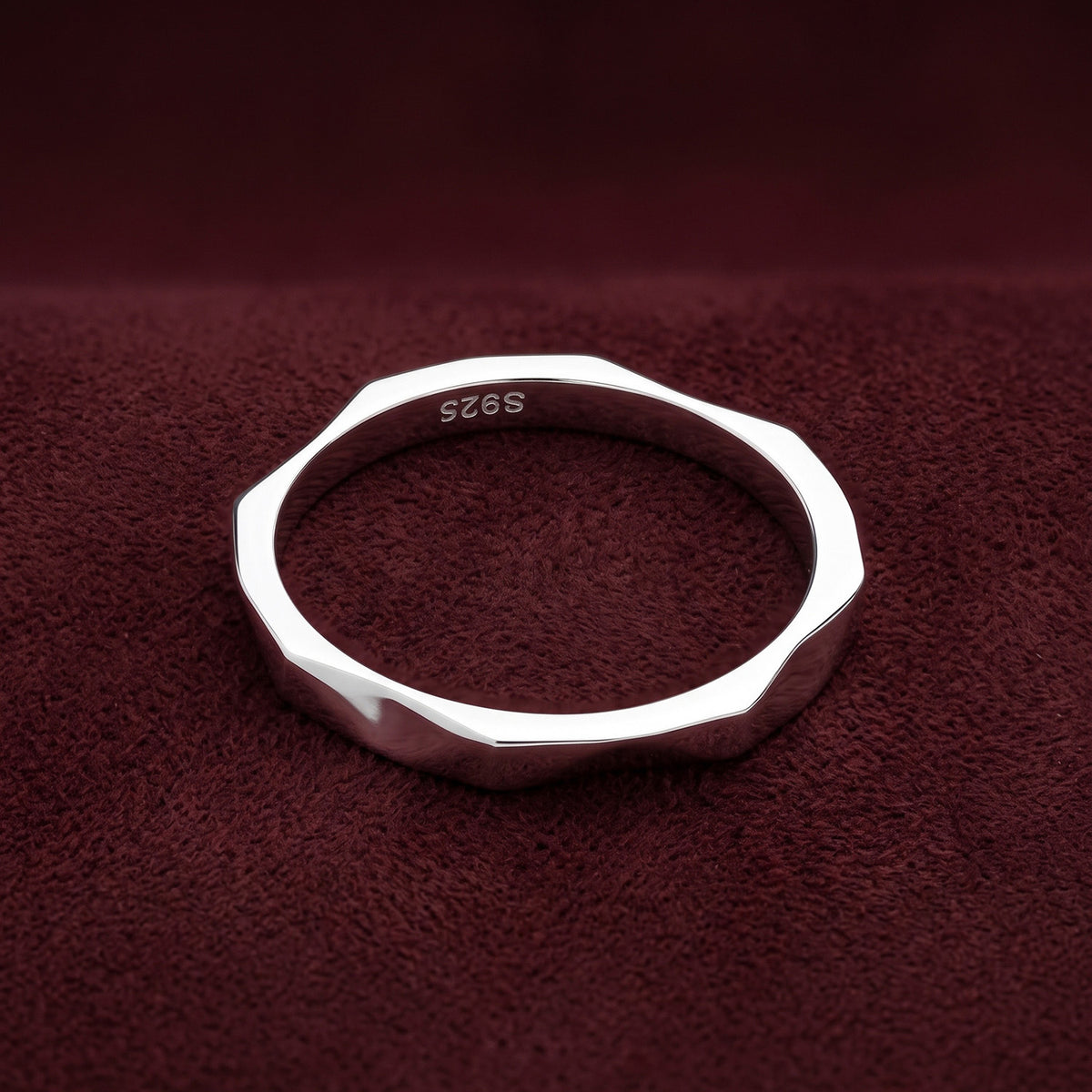 Silver Terrain Facet Ring