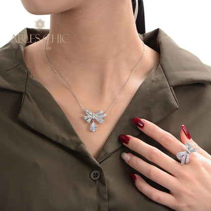 Collier papillon tourmaline pavé noeud papillon B0487