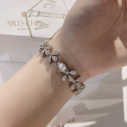 Bracelet de mariage glacé à fleurs B0553