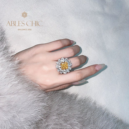 Bague topaze fleur pavée R1569