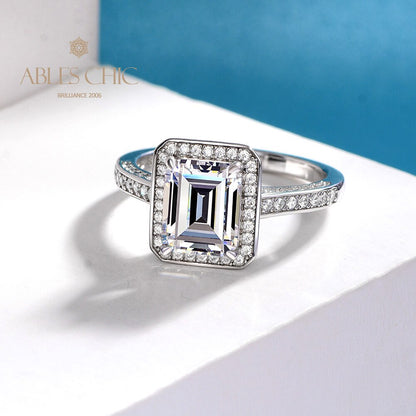 Bague de mariage émeraude de laboratoire R0303