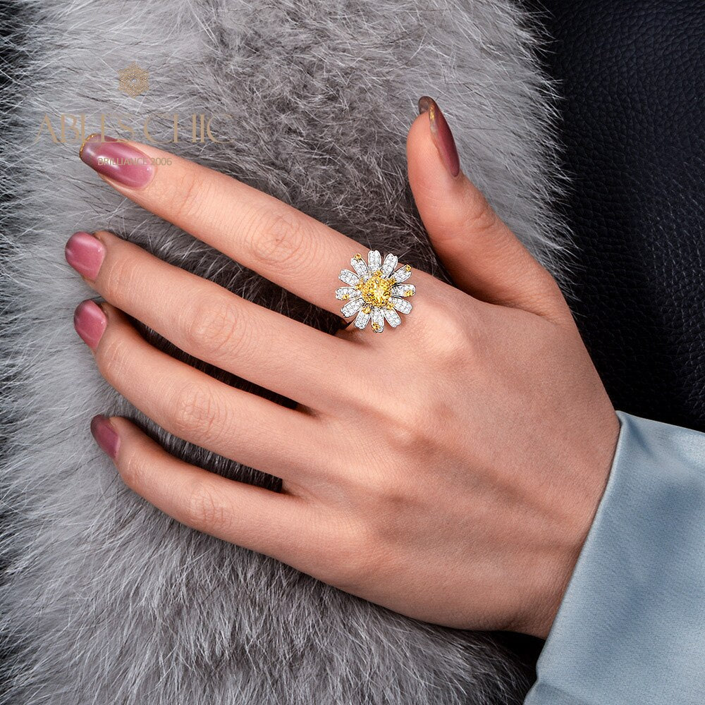 Bague citrine marguerite fleurie R1379