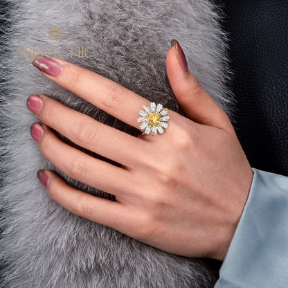 Bague citrine marguerite fleurie R1379