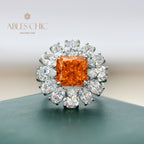 Bague topaze fleur pavée R1569