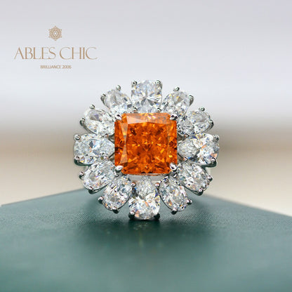 Bague topaze fleur pavée R1569