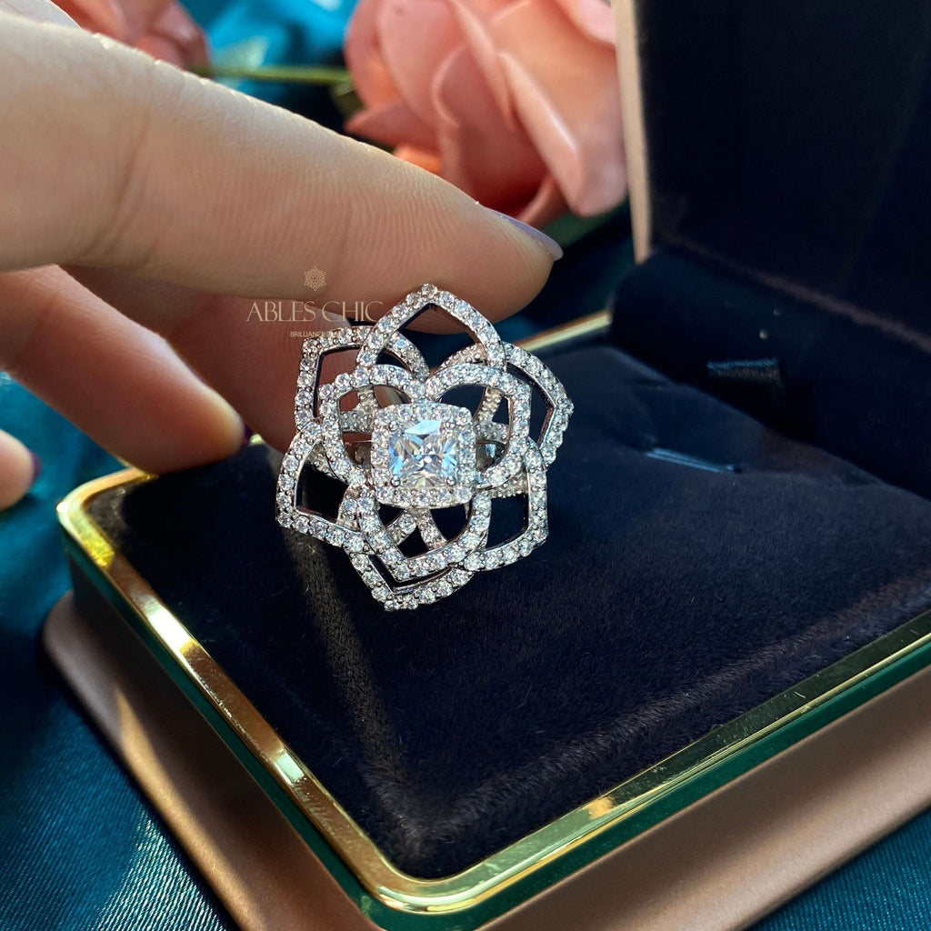 Bague de mariage florale citrine rose R220