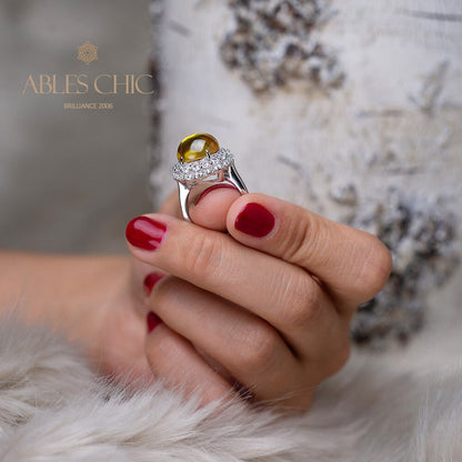 Bague Halo pavée de grenat R0321
