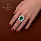 Bague florale émeraude R1160