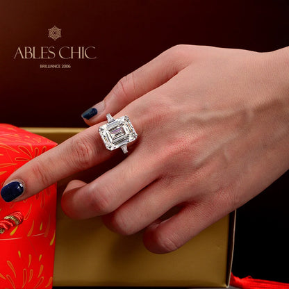 Bague citrine taille émeraude R1243