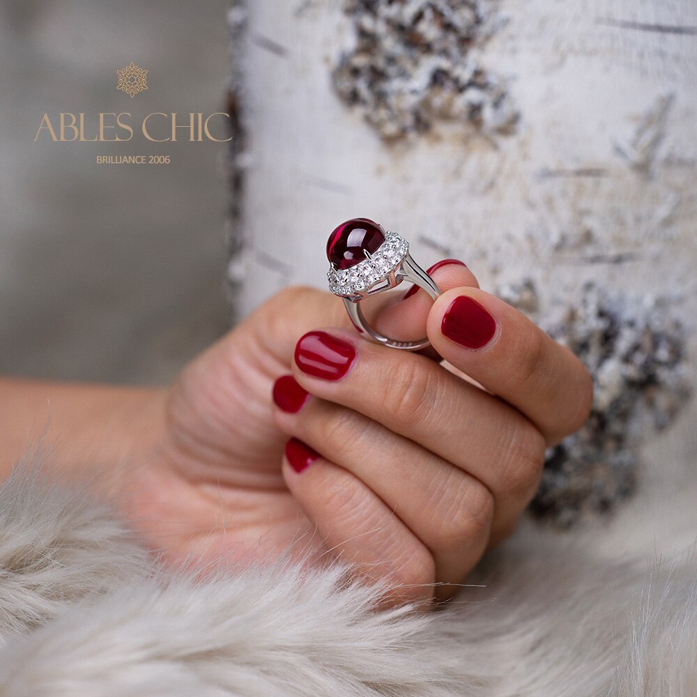 Bague Halo pavée de grenat R0321