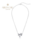 Collier papillon tourmaline pavé noeud papillon B0487