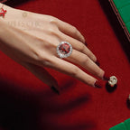 Bague Halo pavée de grenat R0321