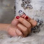 Bague Halo pavée de grenat R0321