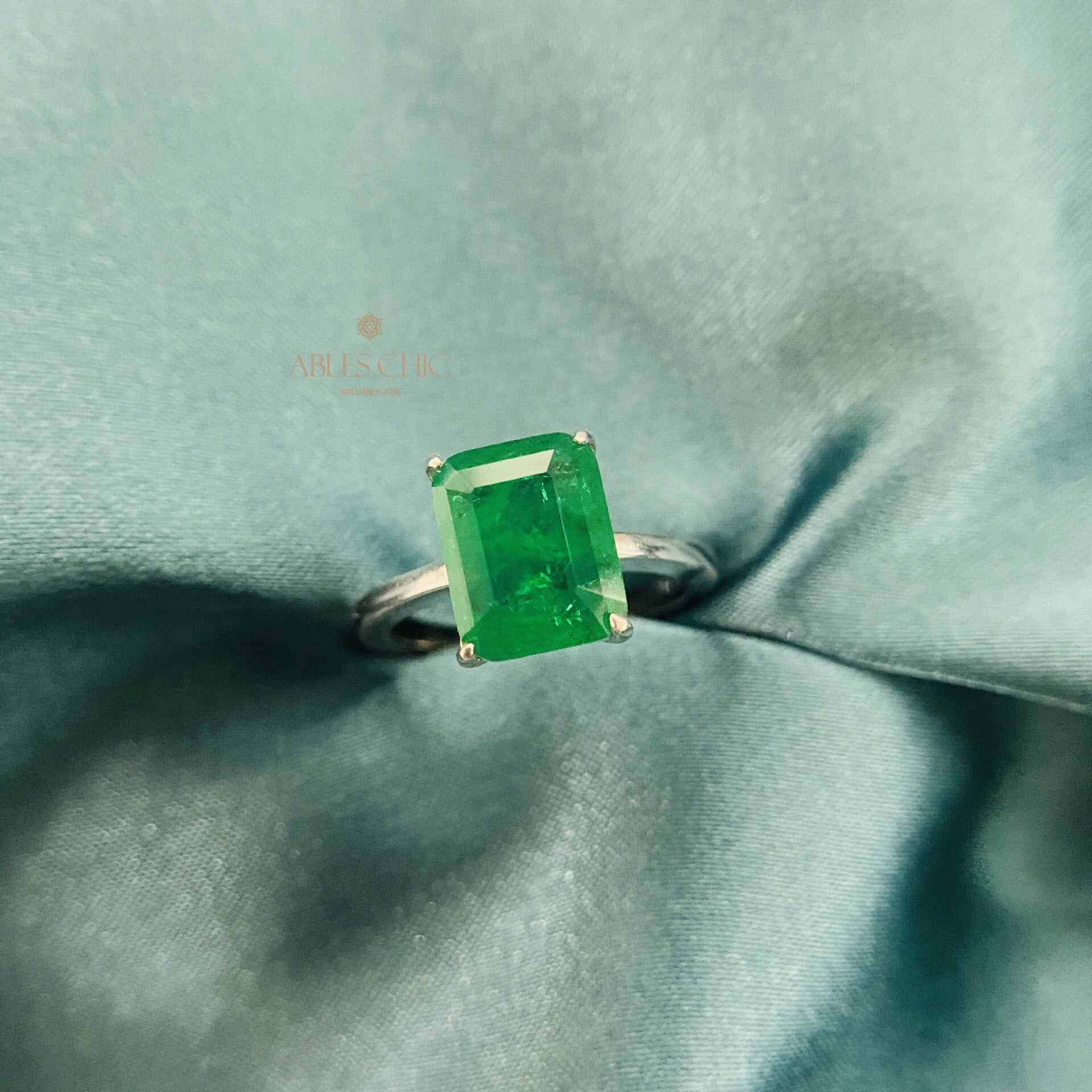 Bague de mariée émeraude R0881