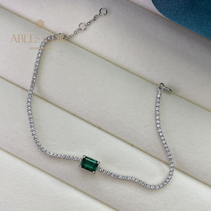 Bracelet Bling Solitaire Émeraude Lab B0826