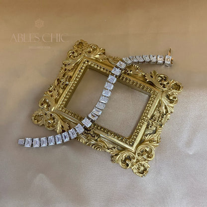 Bracelet de mariée glacé taille émeraude B0452