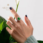 Bague de mariage émeraude de laboratoire R0303