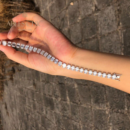Bracelet de mariée glacé taille émeraude B0452