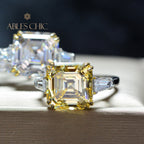 Asscher Bague de mariage citrine jaune R0864