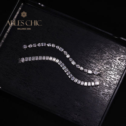 Bracelet de mariée glacé taille émeraude B0452