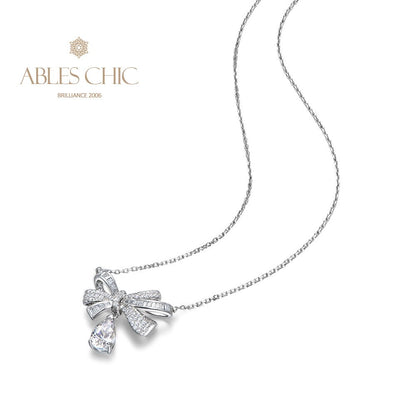 Collier papillon tourmaline pavé noeud papillon B0487