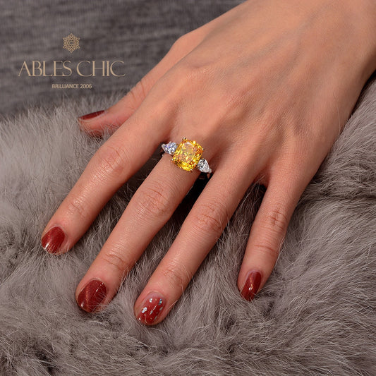 Bague cocktail citrine à haute teneur en carbone R0884