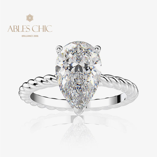 Bague de fiançailles solitaire avec pierres précieuses R0892