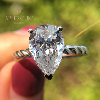Bague de fiançailles solitaire avec pierres précieuses R0892
