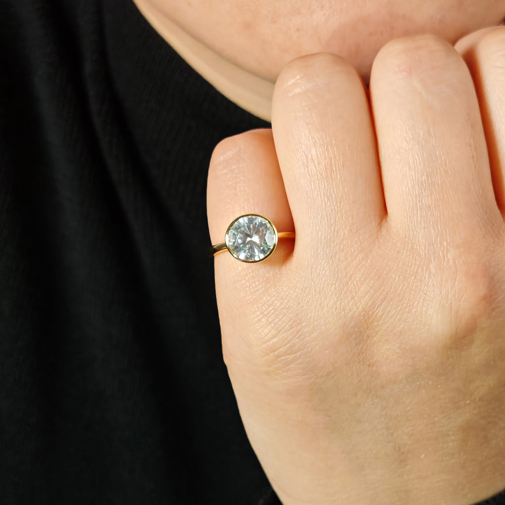 3-Carat Round Brilliant Moissanite Ring