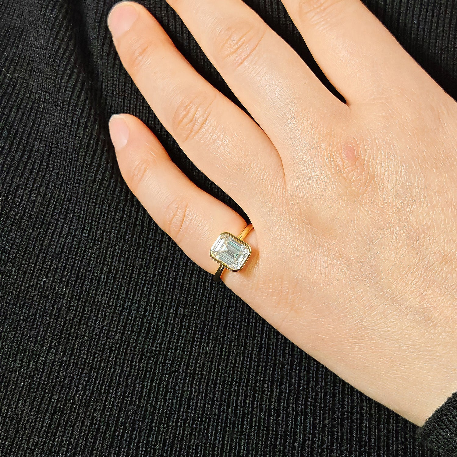 Emerald-Cut Moissanite Ring