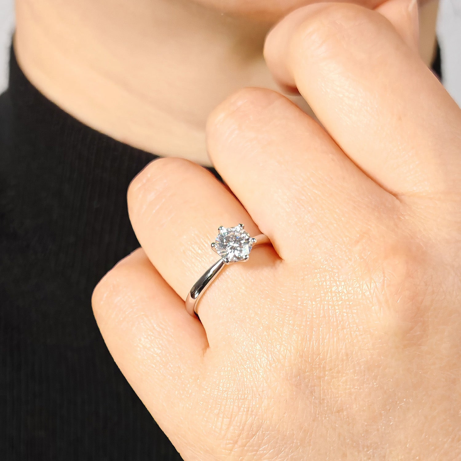 Round Solitaire Moissanite Ring