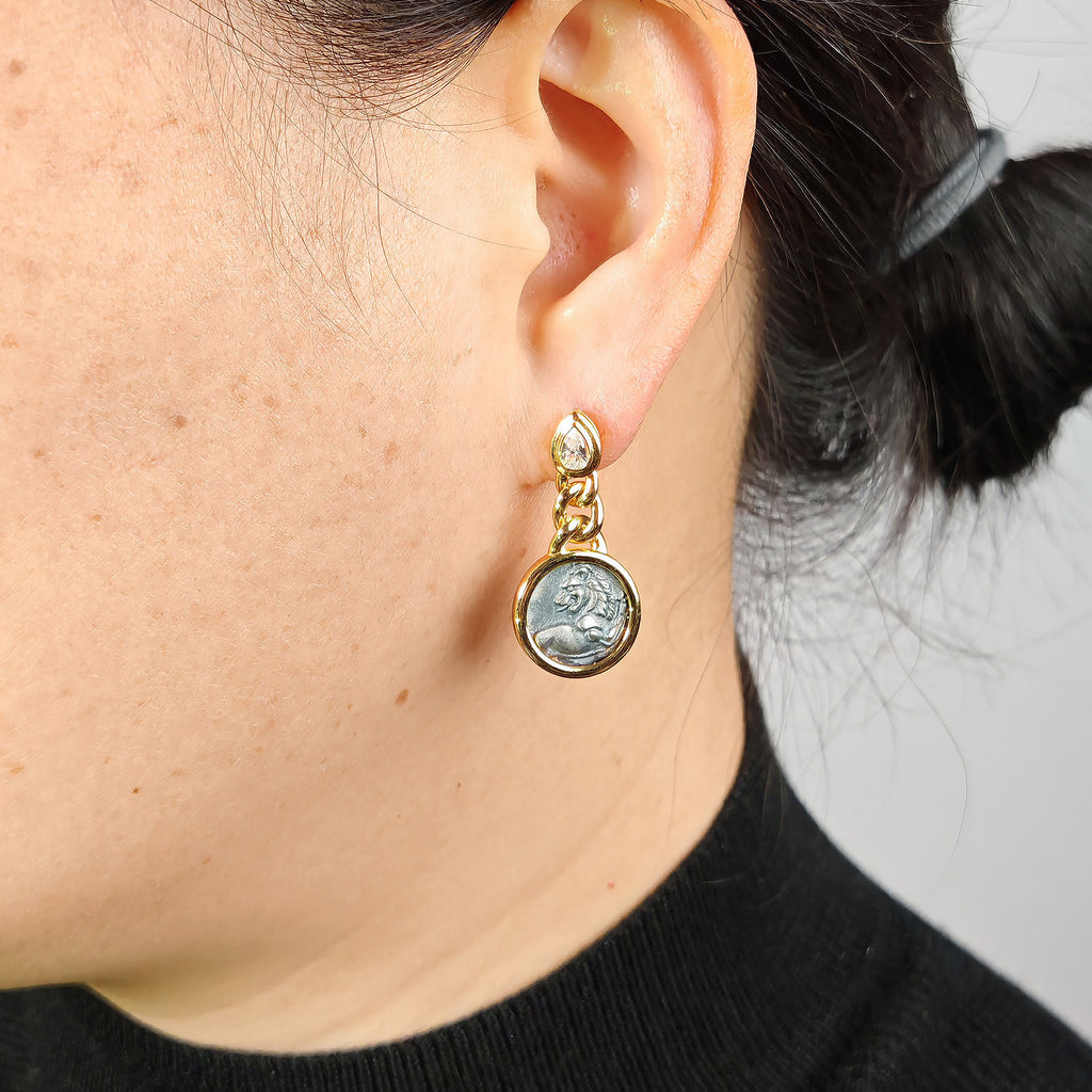Boucles d'oreilles pièces de lion romaines 5980