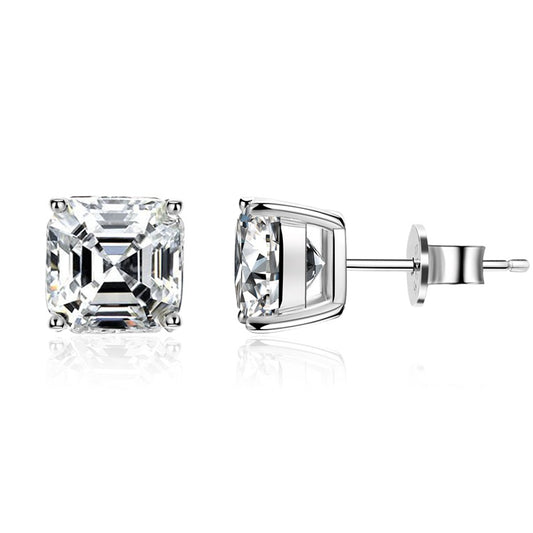 Boucles d'oreilles solitaire 3 carats Asscher 5a CZ