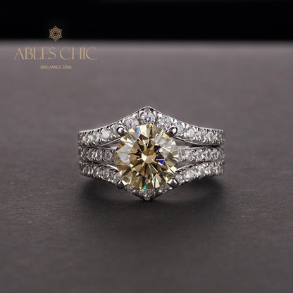 Ensemble d'anneaux empilables citrine R0317