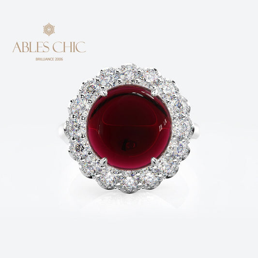 Bague Halo pavée de grenat R0321