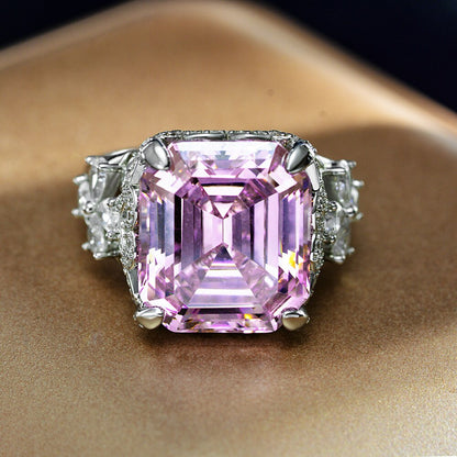 Bague de mariée rose Kunzite Asscher R1570
