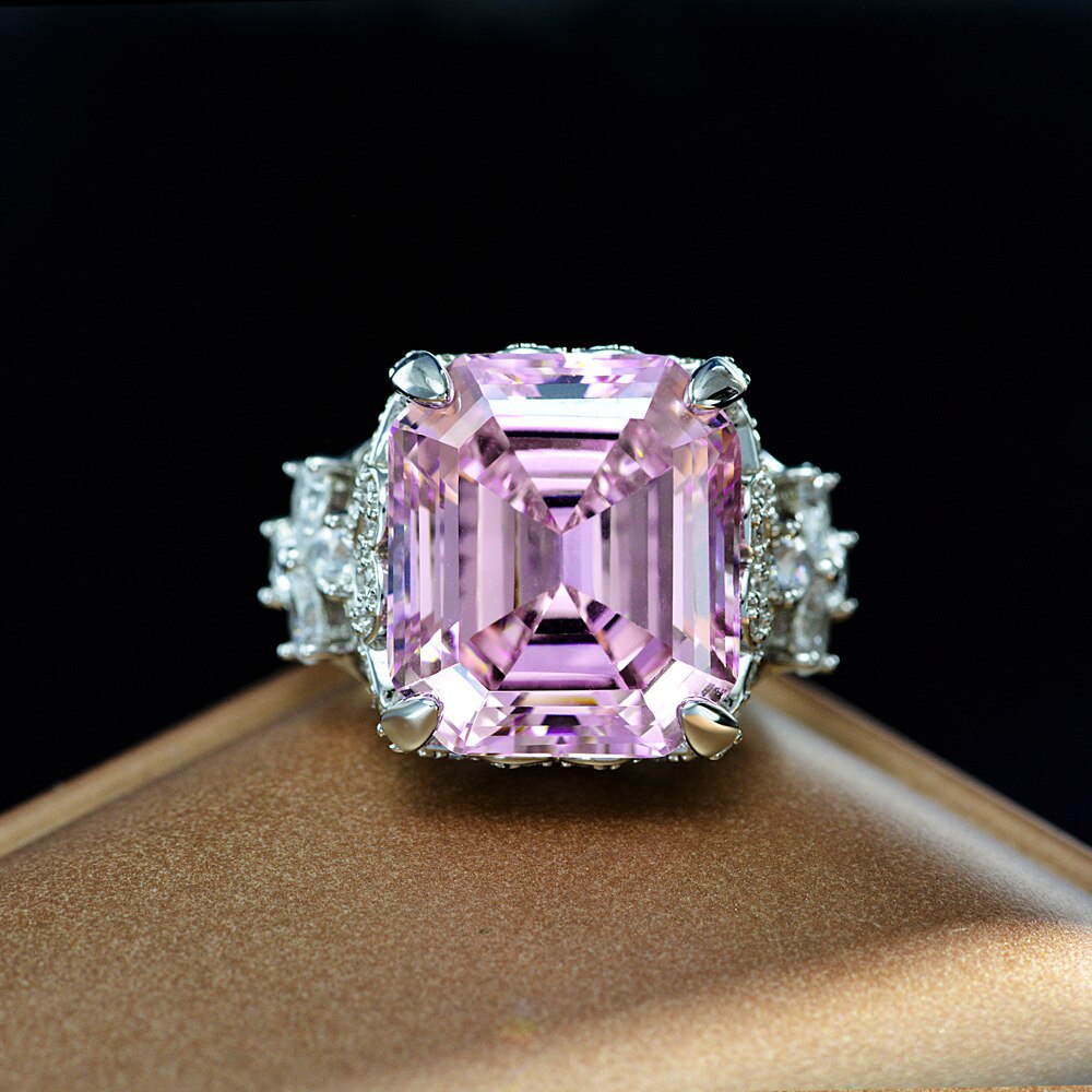 Bague de mariée rose Kunzite Asscher R1570
