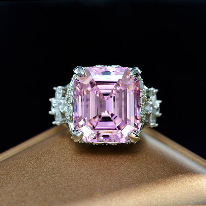 Bague de mariée rose Kunzite Asscher R1570