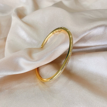 Bracelet ouvert étroit pavé B0880