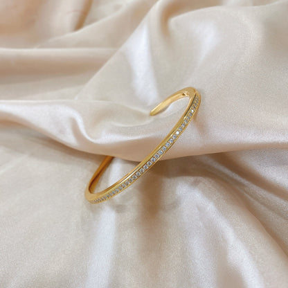 Bracelet ouvert étroit pavé B0880