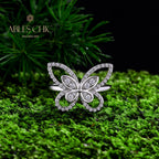 Bague cocktail papillon pavée R1094