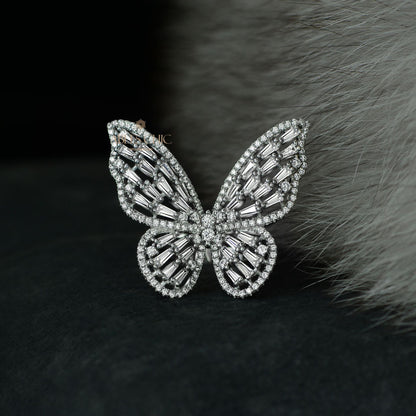 Bague cocktail papillon pavée R1164