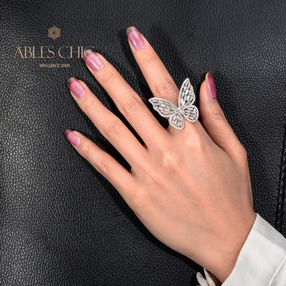 Bague cocktail papillon pavée R1164